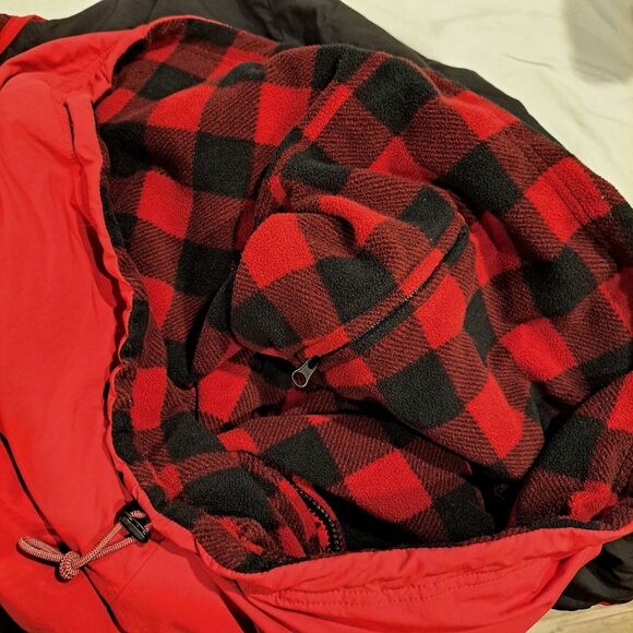 Chubbies Fleece Lined Jacket Nylon Red Black Buffalo Check Large Pockets XXL - Picture 8 of 12